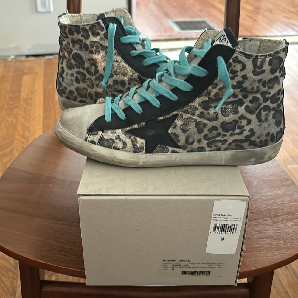 Golden Goose Leopard Print Francy Hightops, 38